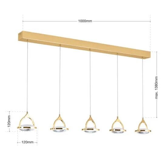 Orion Moon arany-átlátszó LED függesztett lámpa (ORI-HL 6-1710/5_GO) LED 5 izzós IP20