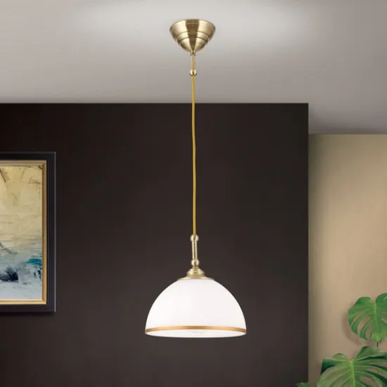 Orion Old Lamp sárgaréz-opál függesztett lámpa (ORI-HL 6-1808/1) E27 1 izzós IP20