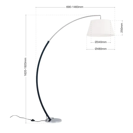 Orion Philipp króm-fekete állólámpa (ORI-Stl 12-1189/1) E27 1 izzós IP20