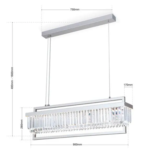 Orion Prism króm-átlátszó LED függesztett lámpa (ORI-HL 6-1701/90x17_CHR) LED 1 izzós IP20