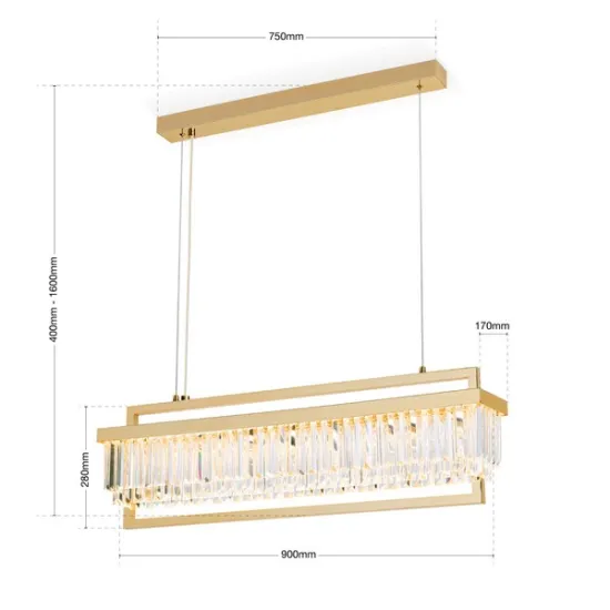 Orion Prism arany-átlátszó LED függesztett lámpa (ORI-HL 6-1701/90x17_GO) LED 1 izzós IP20