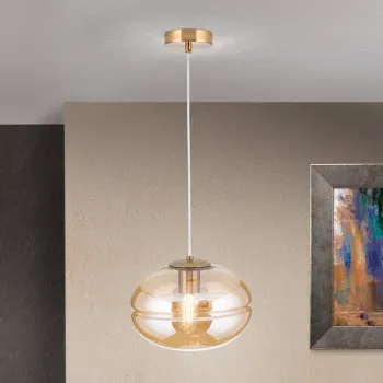 Orion Richard sárgaréz-borostyán függesztett lámpa (ORI-HL 6-1805/1_BR) E27 1 izzós IP20