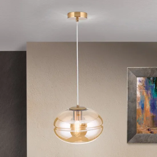 Orion Richard sárgaréz-borostyán függesztett lámpa (ORI-HL 6-1805/1_BR) E27 1 izzós IP20