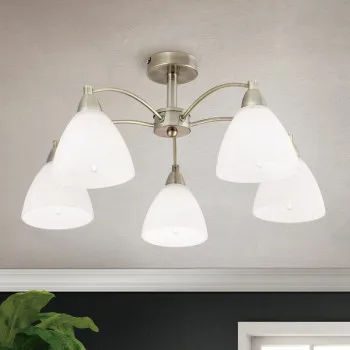 Orion Susan sárgaréz-opál mennyezeti lámpa (ORI-DLU 1696/5_BR) E14 5 izzós IP20