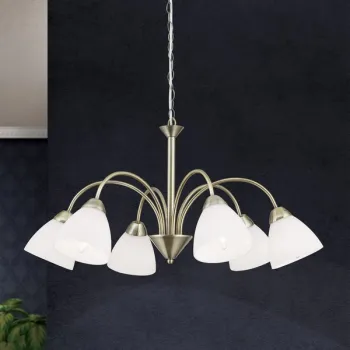 Orion Susan sárgaréz-opál csillár (ORI-LU 1696/6_BR) E14 6 izzós IP20