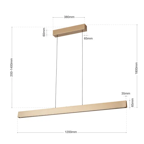 Orion Tara matt arany LED függesztett lámpa (ORI-HL 6-1716/120_GO) LED 2 izzós IP20