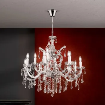 Orion Theresa ezüst-átlátszó csillár (ORI-LU 2391/8+4A) E14 12 izzós IP20