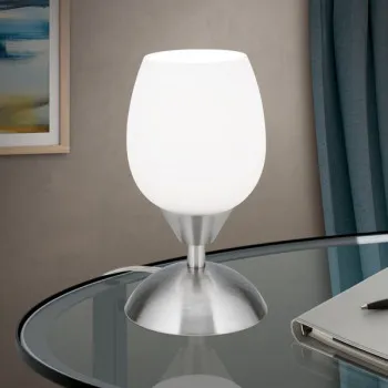 Orion Tulpa szatén króm-opál asztali lámpa (ORI-LA 4-1115/1_S_CHR) E14 1 izzós IP20