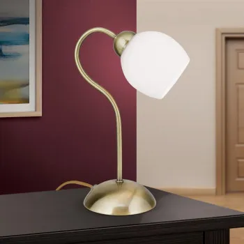 Orion Tulpo sárgaréz-opál asztali lámpa (ORI-LA 4-1098/1_BR) E14 1 izzós IP20