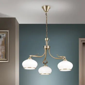 Orion Vego sárgaréz-opál csillár (ORI-LU 1715/3) E27 3 izzós IP20