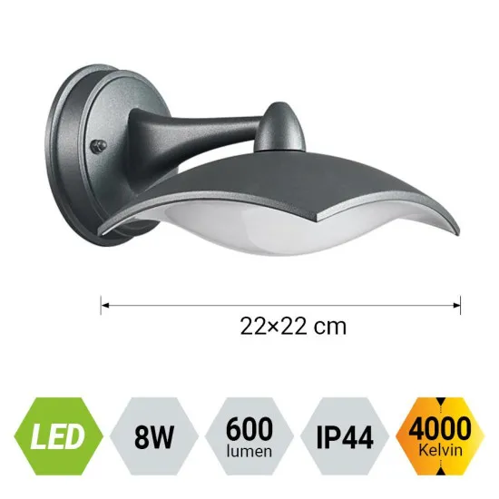 Prezent Acapulco szürke-átlátszó vízvédett LED kültéri falikar (PRE-39024) LED 1 izzós IP44