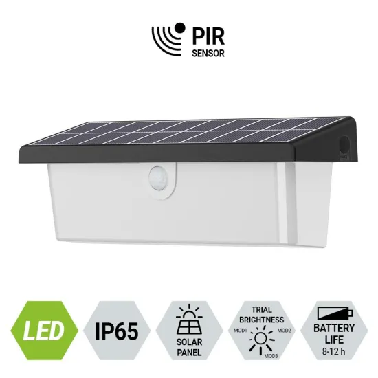 Prezent Alea fekete napelemes LED kültéri fali lámpa (PRE-65282) LED 1 izzós IP65
