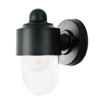 Prezent Halifax fekete-átlátszó vízvédett kültéri fali lámpa (PRE-48324) E27 1 izzós IP44