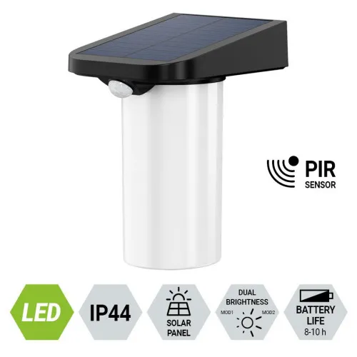 Prezent Octo fekete napelemes LED kültéri fali lámpa (PRE-65283) LED 1 izzós IP44