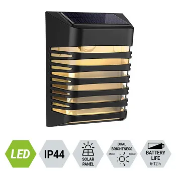 Prezent Ruff fekete napelemes LED kültéri fali lámpa (PRE-65280) LED 1 izzós IP44