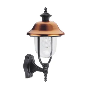 Prezent Sanghai réz-fekete-átlátszó vízvédett kültéri falikar (PRE-3047) E27 1 izzós IP44
