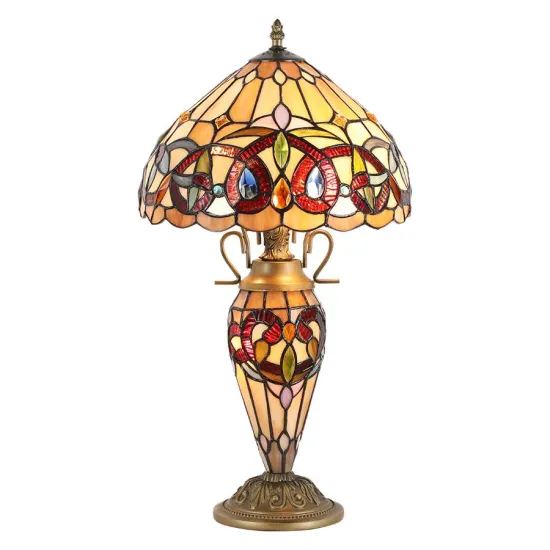 Prezent Tiffany színes Tiffany asztali lámpa (PRE-1706) E27/E14 3 izzós IP20