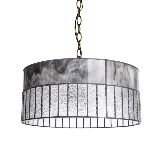 Prezent Tiffany szürke függesztett Tiffany lámpa (PRE-210) E27 2 izzós IP20