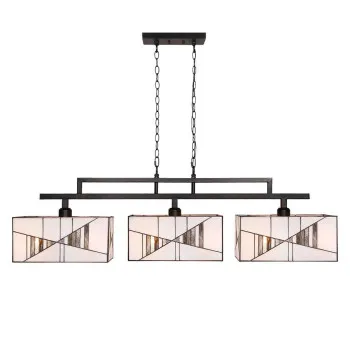 Prezent Tiffany barna-fekete függesztett Tiffany lámpa (PRE-216) E27 3 izzós IP20