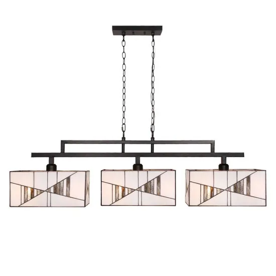 Prezent Tiffany barna-fekete függesztett Tiffany lámpa (PRE-216) E27 3 izzós IP20