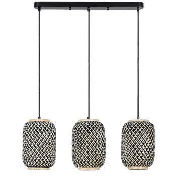 Rábalux Adalla fekete-natúr függesztett lámpa (RAB-72093) E27 3 izzós IP20