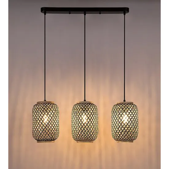 Rábalux Adalla fekete-natúr függesztett lámpa (RAB-72093) E27 3 izzós IP20