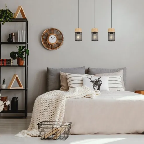 Rábalux Callum bükk-fekete függesztett lámpa (RAB-72043) E27 3 izzós IP20