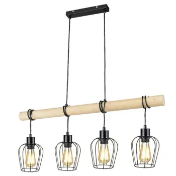 Rábalux Fabian matt fekete-bükk függesztett lámpa (RAB-5247) E27 4 izzós IP20