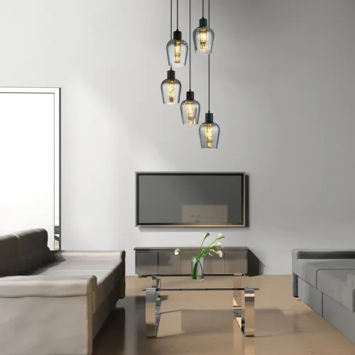 Rábalux Florian matt fekete függesztett lámpa (RAB-72272) E27 5 izzós IP20