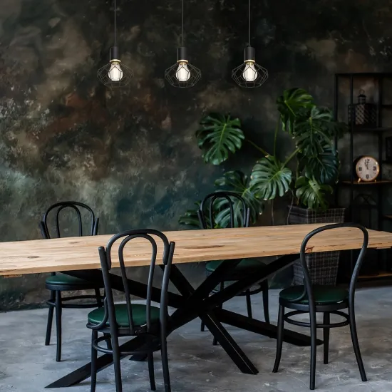 Rábalux Fran matt fekete függesztett lámpa (RAB-72242) E27 3 izzós IP20