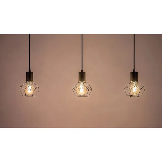 Rábalux Fran matt fekete függesztett lámpa (RAB-72242) E27 3 izzós IP20