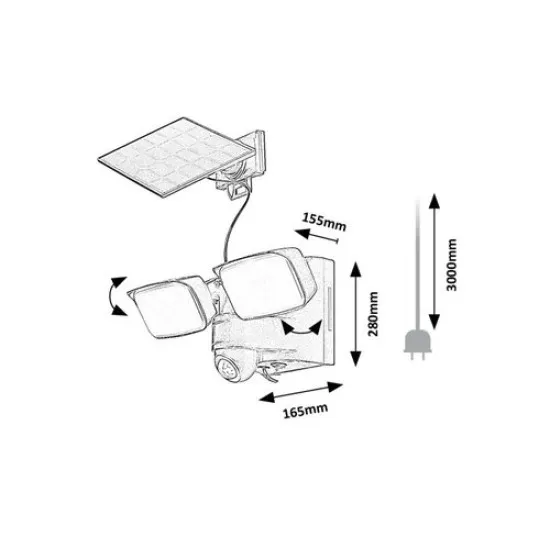Rábalux Leszno fekete-fehér LED kültéri napelemes mozgásérzékelős fali lámpa (RAB-77091) LED 1 izzós IP54