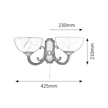 Rábalux Marlene bronz-fehér alabástrom falikar (RAB-8542) E14 2 izzós IP20