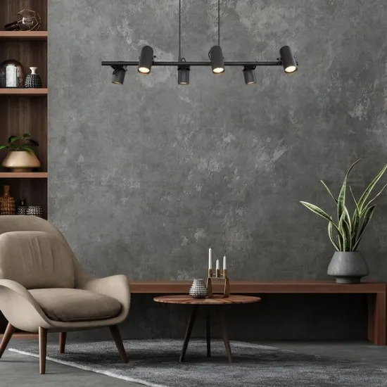 Rábalux Maximilian matt fekete függesztett lámpa (RAB-73045) GU10 6 izzós IP20