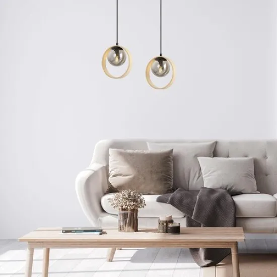 Rábalux Peyton bükk-füstszínű függesztett lámpa (RAB-72061) E14 1 izzós IP20