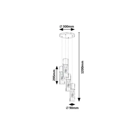 Rábalux Ronno fekete függesztett lámpa (RAB-72054) E27 4 izzós IP20