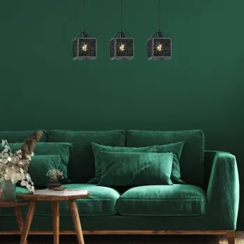 Rábalux Samilo fekete függesztett lámpa (RAB-72219) E27 3 izzós IP20