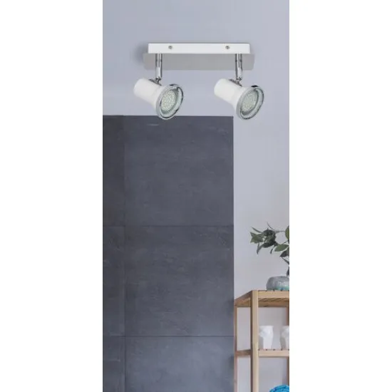 Rábalux Steve króm-fehér LED fürdőszobai mennyezeti lámpa (RAB-5498) LED 2 izzós IP44