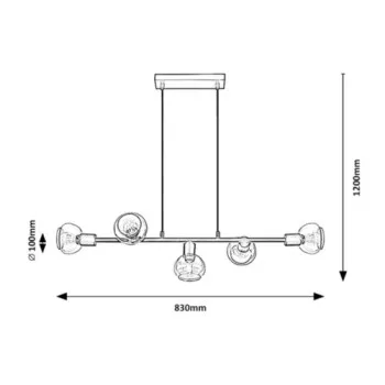 Rábalux Sullivan fekete-füstszínű függesztett lámpa (RAB-3297) E14 5 izzós IP20
