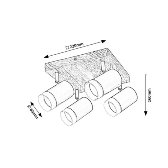 Rábalux Toras fekete-tölgy mennyezeti lámpa (RAB-73124) GU10 4 izzós IP20