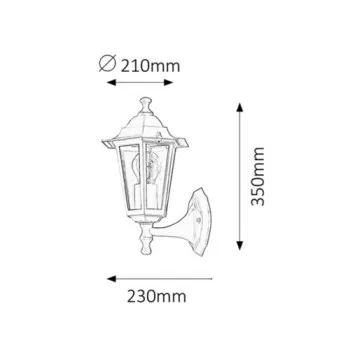 Rábalux Velence fekete kültéri falikar (RAB-8204) E27 1 izzós IP43