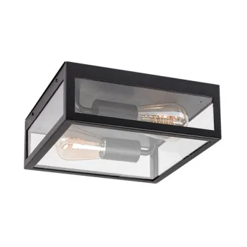 Rábalux Zaton matt fekete-átlátszó kültéri mennyezeti lámpa (RAB-7070) E27 2 izzós IP23