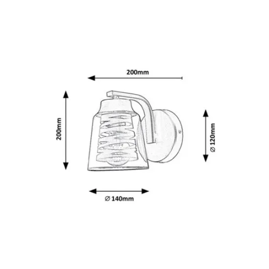 Rábalux Zenaida matt fekete-arany fali lámpa (RAB-3542) E27 1 izzós IP20