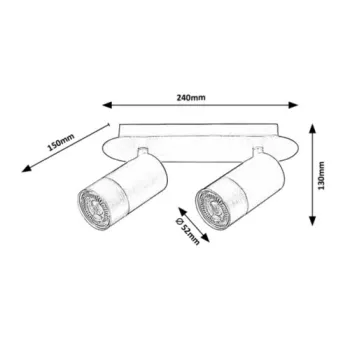 Rábalux Zircon matt fekete mennyezeti lámpa (RAB-5070) GU10 2 izzós IP20