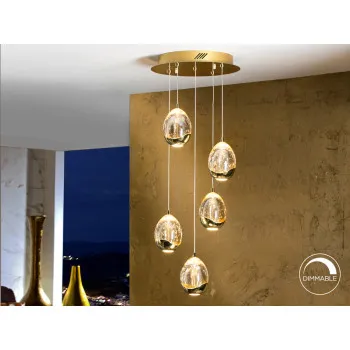 SCHULLER ROCÍO arany LED függesztett lámpa (SCH-783529) LED 5 izzós IP20