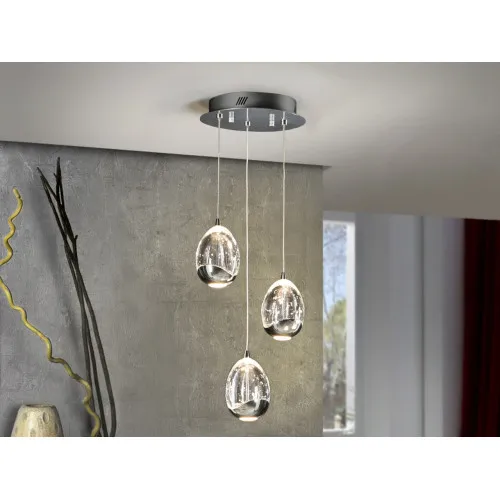 SCHULLER ROCÍO króm LED függesztett lámpa (SCH-783753) LED 3 izzós IP20