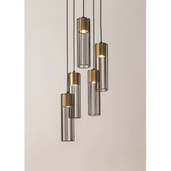 Sigma Fobia fekete-arany függesztett lámpa (SIG-33461) GU10 5 izzós IP20