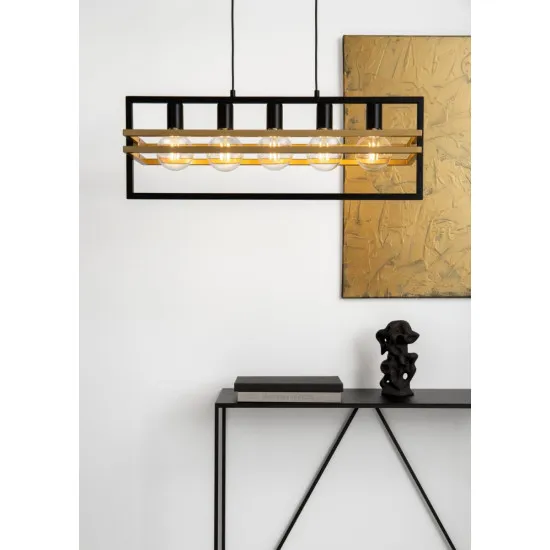 Sigma Merci fekete-arany függesztett lámpa (SIG-32395) E27 5 izzós IP20