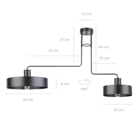 Sigma Vasco fekete mennyezeti lámpa (SIG-31551) E27 2 izzós IP20 Sigma Vasco fekete mennyezeti lámpa (SIG-31551) E27 2 izzós IP20