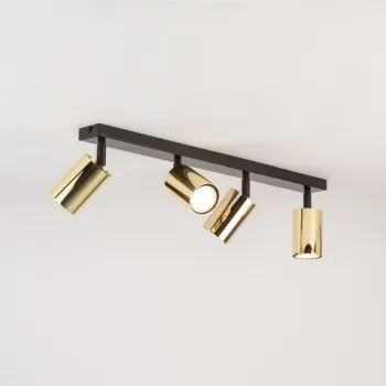 Sigma Zoom fekete-sárgaréz mennyezeti spotlámpa (SIG-33509) GU10 4 izzós IP20